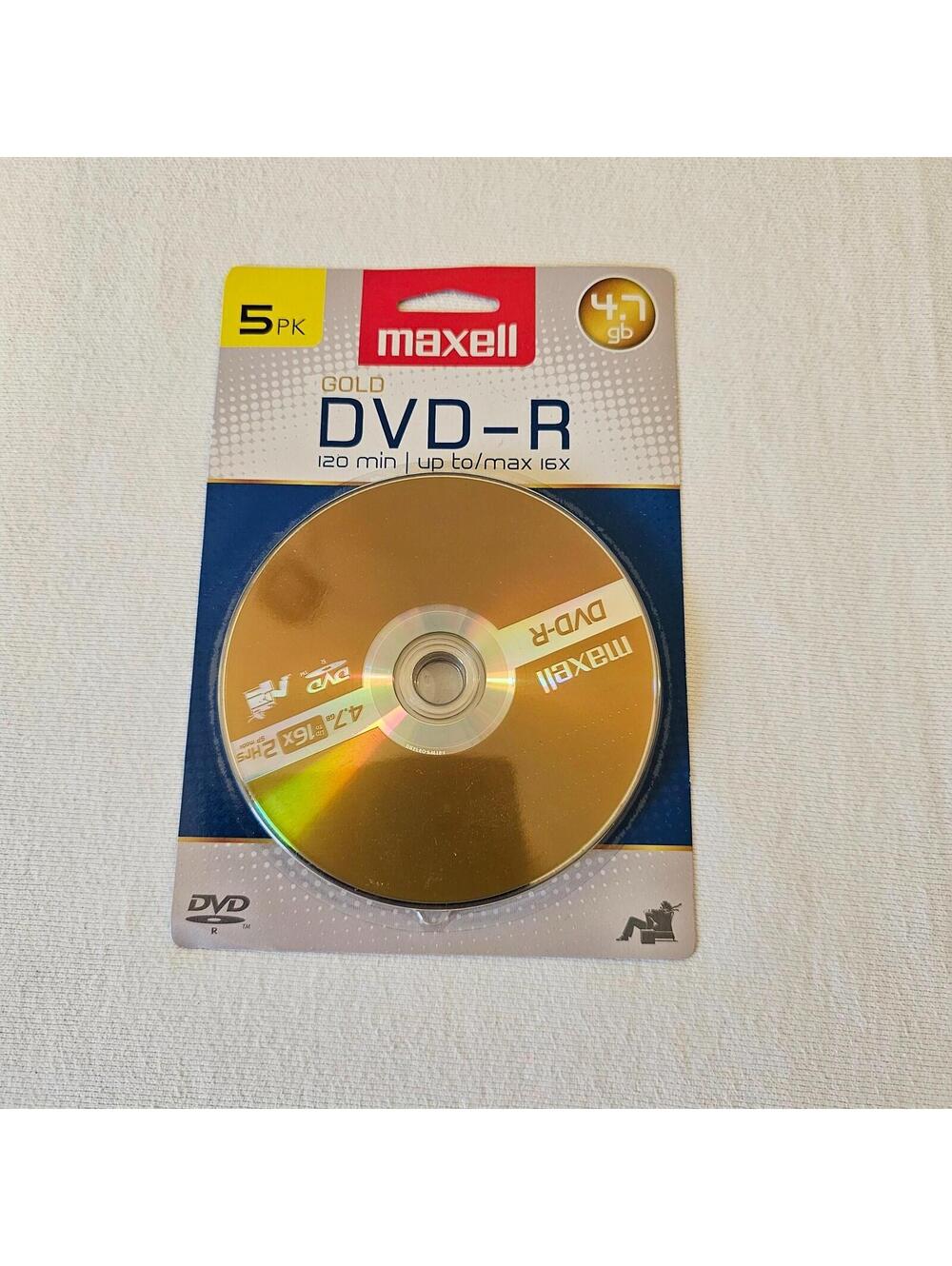 Maxell  5 pack Gold DVD-R  120min/up to/max 16X   4.7GB   2 hrs. sp mode